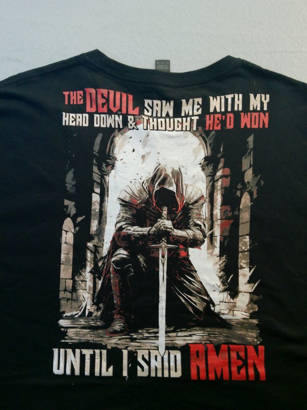 Mens T-Shirts Until I Said Amen Warrior Christian Faith Size 2XL